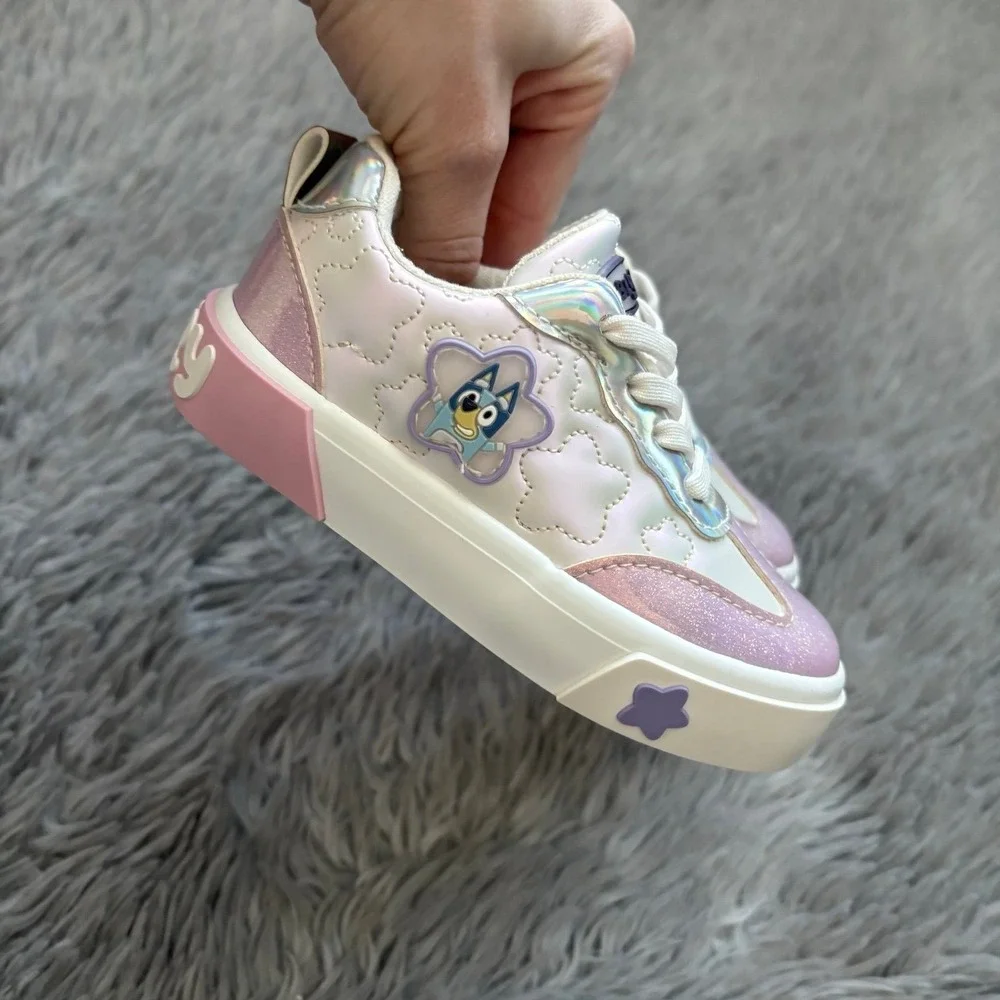 Bluey Shoes Purple Pink‎ White Shinny Toddler 7c Slip On